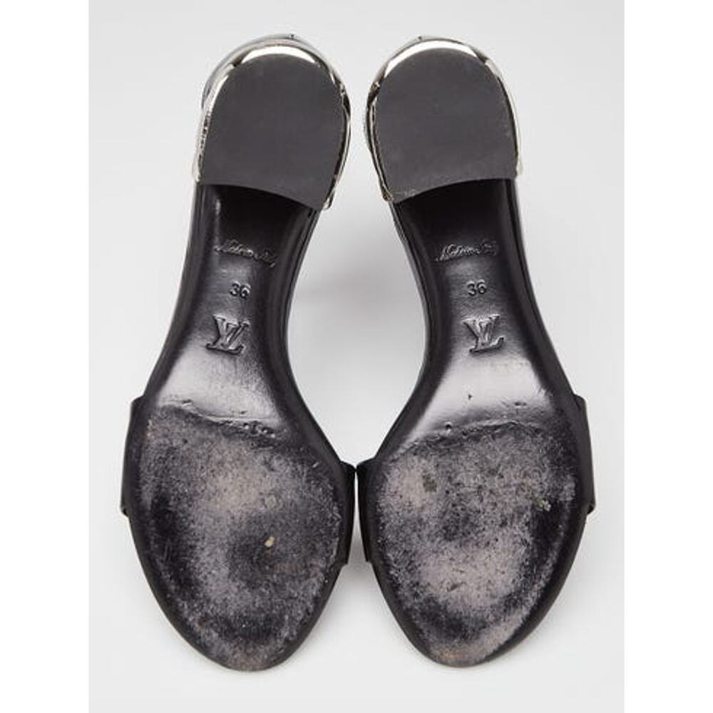 Louis Vuitton Black Patent Leather Silver-tone Sandals 36 sz - Picture 7 of 16